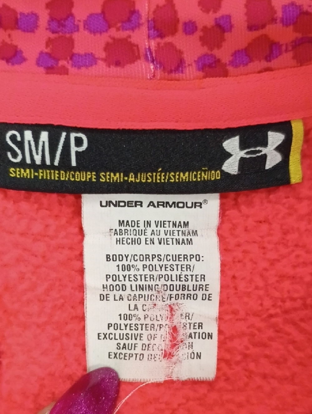 Under Armour Neon Red Performance Hoodie Lightweight Pullover Size Small - Picture 6 of 9
